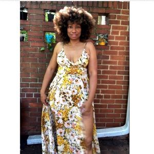 Floral double front slit summer maxi dress size M